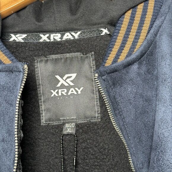 XRay Jeans Men’s Blue/Brown Faux Suede Letterman Jacket Size XL NWT - Picture 6 of 10